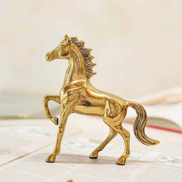 Gold Finish Aluminium Horse Figurine
