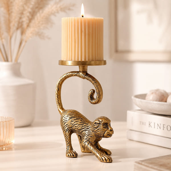 Gold Finish Monkey Candle Holder