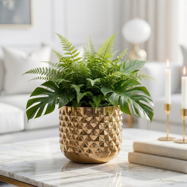 Gold Finish Pineapple Metal Planter