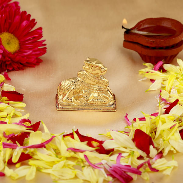 Gold Plated Lord Nandi Idol