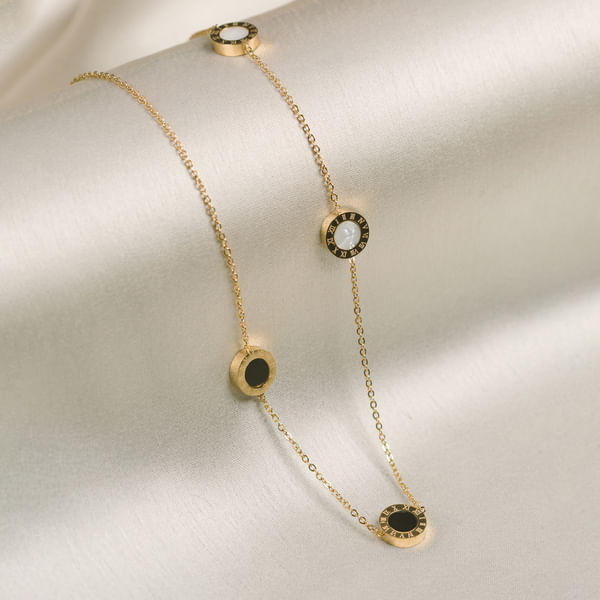 Gold Plated Roman Numerals Pendant Necklace