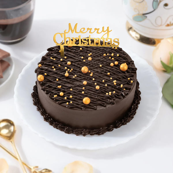 Golden Accent Chocolate Christmas Cake