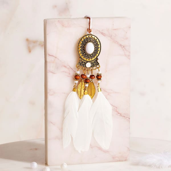 Golden and White Feather Lumba Rakhi
