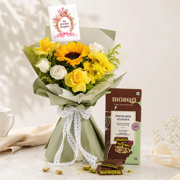 Golden Blooms and Sweets Combo For Daughters