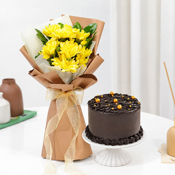 Golden Blooms & Chocolate Bliss Combo