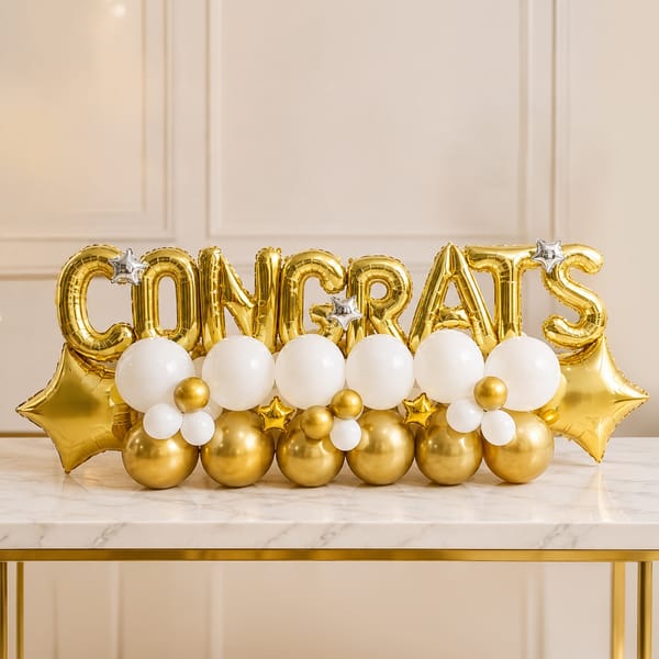 Golden Congrats Balloon Arrangement