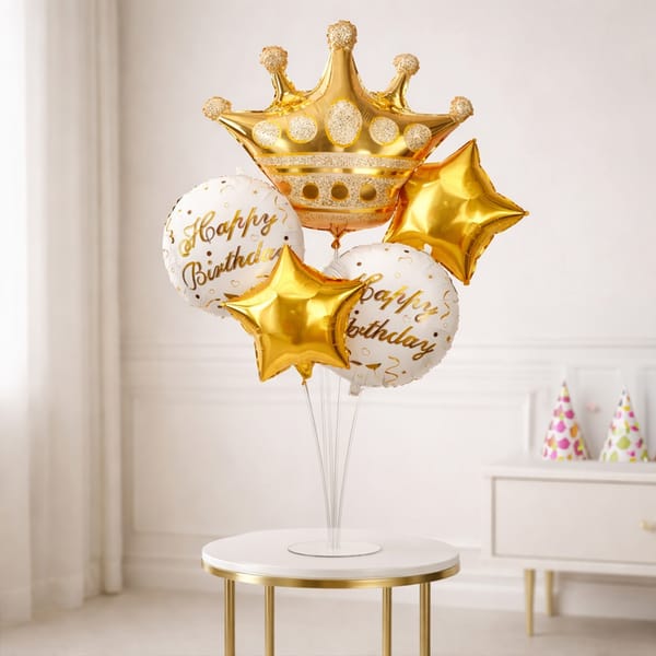 Golden Crown Happy Birthday Balloon Arrangement