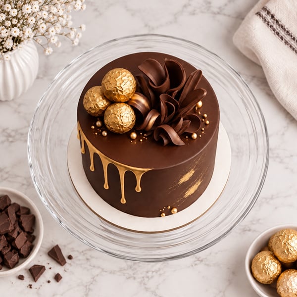 Golden Drip Chocolate Cake