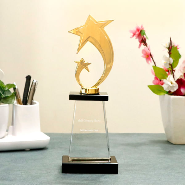 Golden Event Trophy - Customized with Company Name & Message