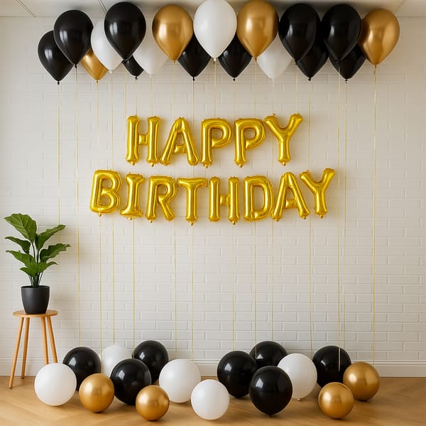 Golden Glam Birthday Balloon Decor