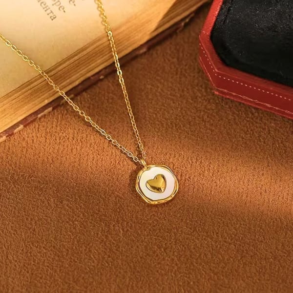 Golden Heart Enamel Pendant Necklace