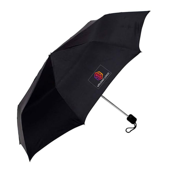 Golden Stick 3-Fold Black Umbrella