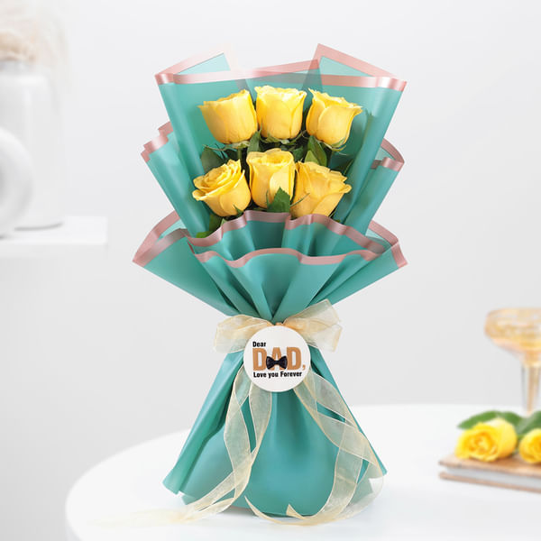 Golden Sunshine Rose Bouquet For Dad