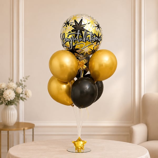 Golden Triumph Celebration Balloon Bouquet