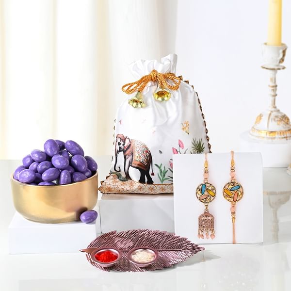 Graceful Bhaiya Bhabhi Rakhi With Blueberry Delight