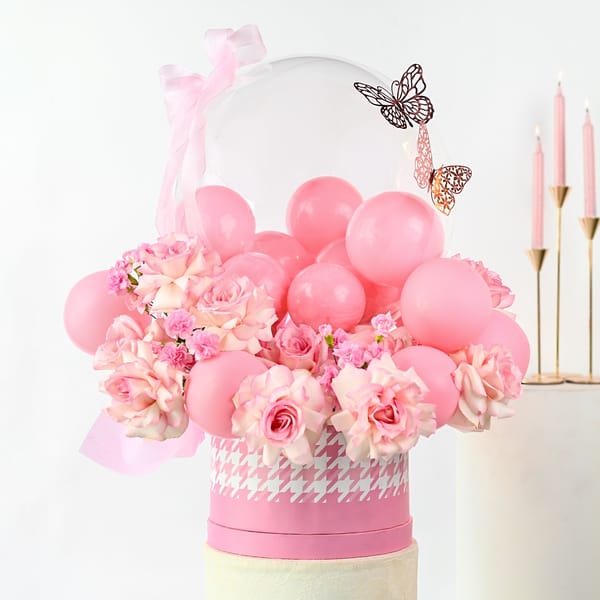 Graceful Pink Balloon Bloom Box