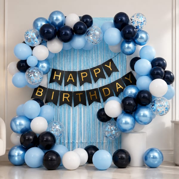 Grand Blue Birthday Balloon Decor