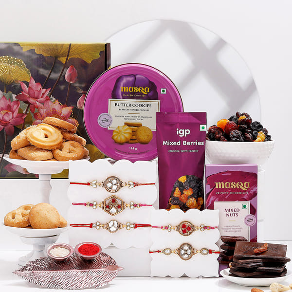 Grand Ties-Kundan Meenakari Rakhi Hamper