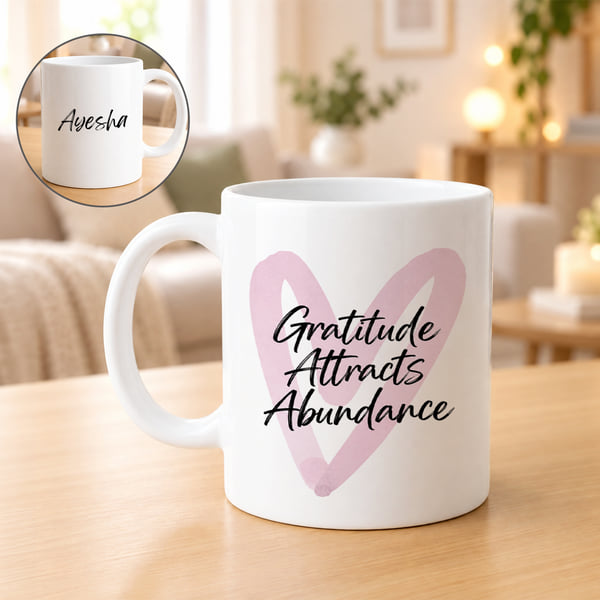 Gratitude Attracts Abundance Personalized Mug