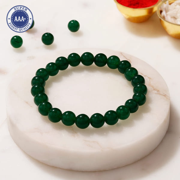 Green Agate Growth and Harmony Gemstone Bracelet Rakhi