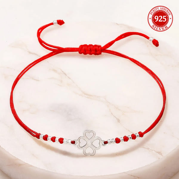Handcrafted 925 Silver Clover Rakhi