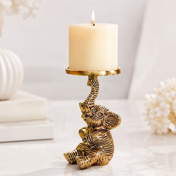 Handcrafted Baby Elephant Candle Stand
