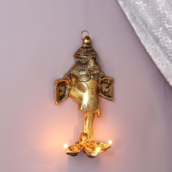 Handcrafted Ganesha Head Diya Wall Decor