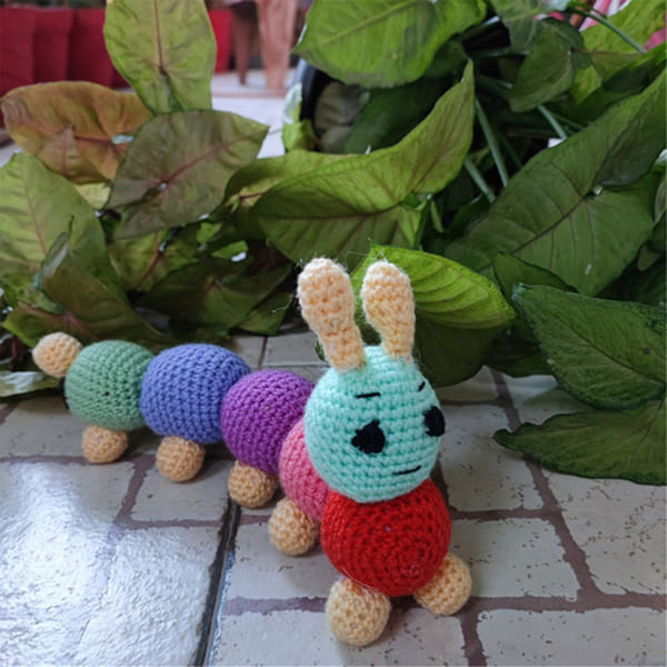 Handmade Crochet Caterpillar Soft Toy - Single Piece