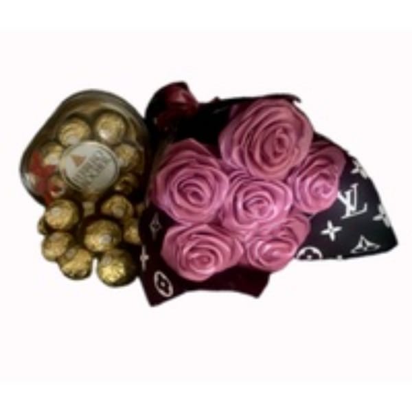 Handmade Silk Roses with Chocolates