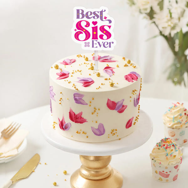 Handpainted Floral Cake For Sister