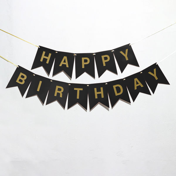 Happy Birthday Banner Black (9 Ft)