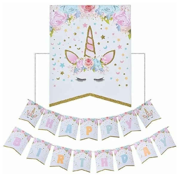 Happy Birthday Banner - Unicorn
