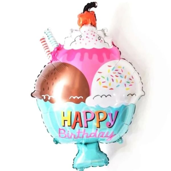 Happy Birthday Foil Balloon - Ice Cream