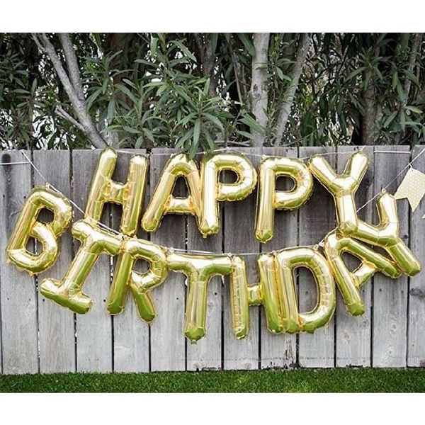 Happy Birthday Foil - Balloons Set - Gold