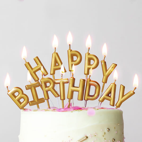 Happy Birthday Letters Golden Candle