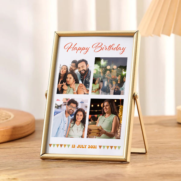 Happy Birthday Personalized Golden Photo Frame