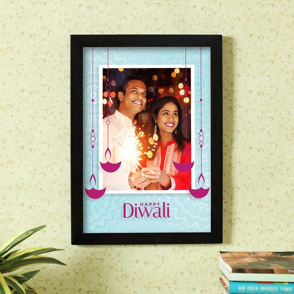 Happy Diwali Personalized A3 Wooden Photo Frame