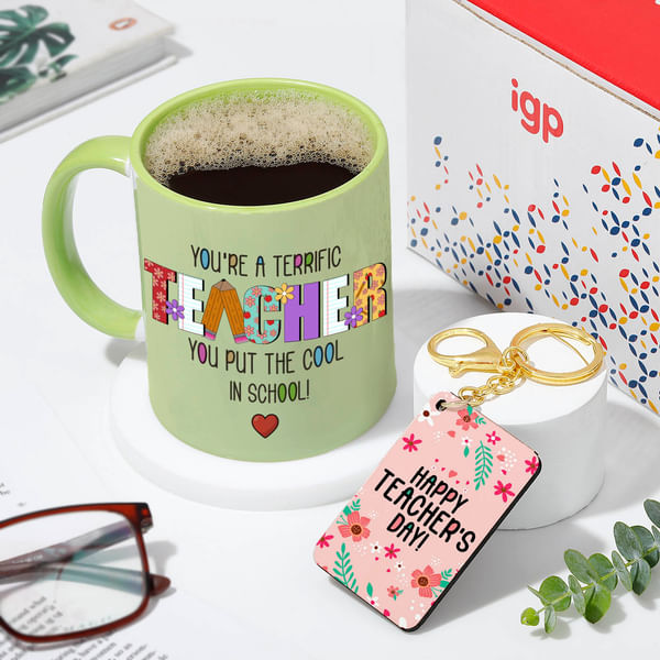 Happy Teacher's Day Keychain And Mug Combo