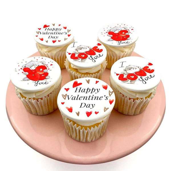 Happy Valentine's Day Vanilla Cupcakes - Set Of 6