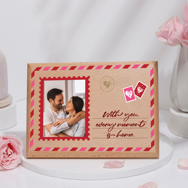 Heartfelt Haven Personalized Wooden Couples Photo Frame