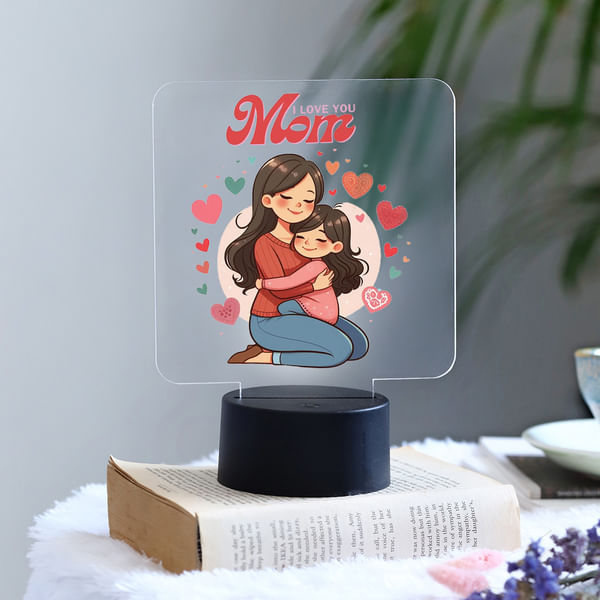 Heartfelt Hug Black Base LED Lamp For Mom