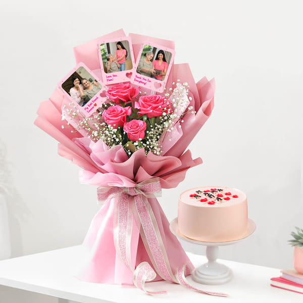 Heartfelt Love Mother's Day Bouquet and Cake Combo