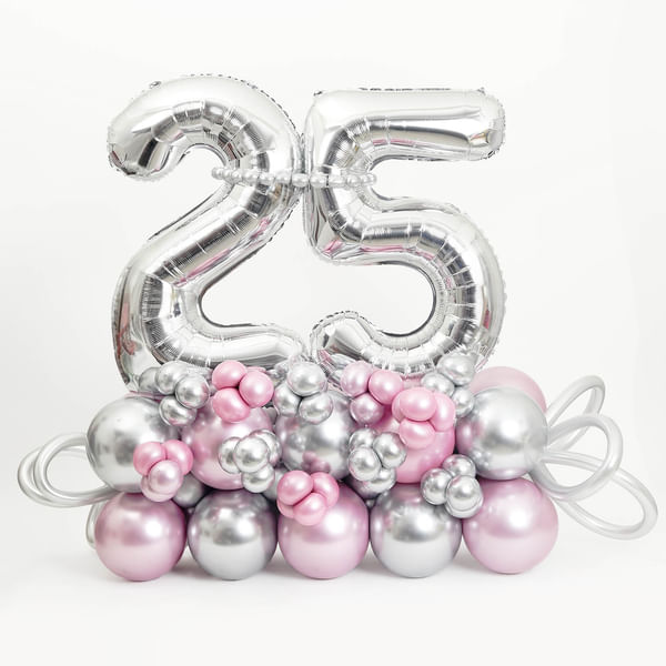 Heartwarming Surprise - Balloon Arrangement - Pink And Silver