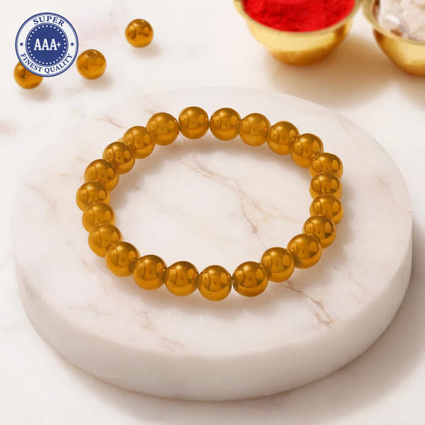 Hematite Protection and Strength Gemstone Bracelet Rakhi