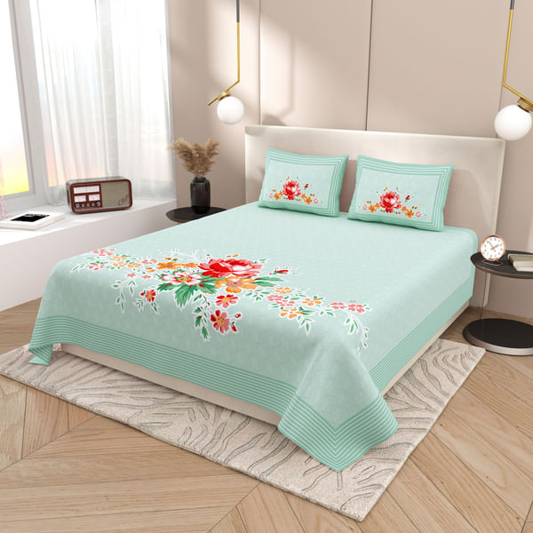 Heritage Hues Floral King Bedsheet Set