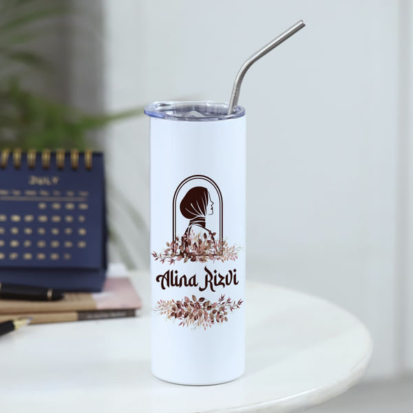 Hijab Silhouette Personalized Stainless Steel Tumbler With Straw
