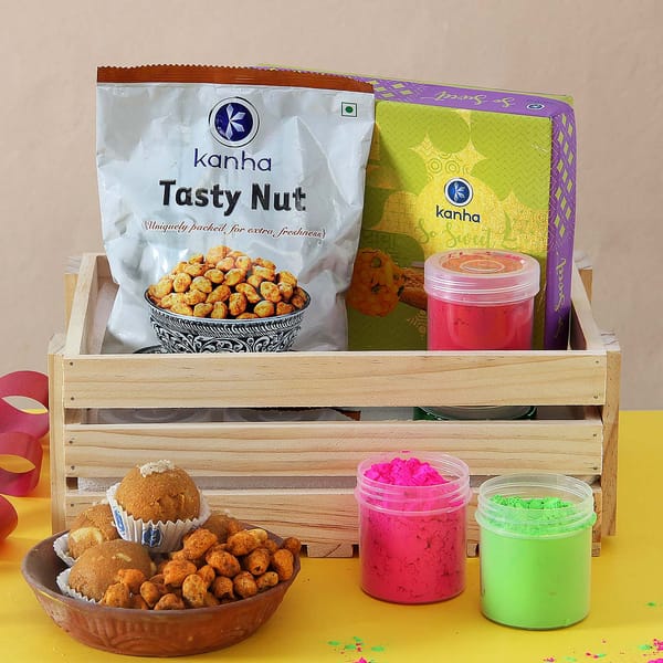 Holi Colors with Sweet and Namkeen Combo