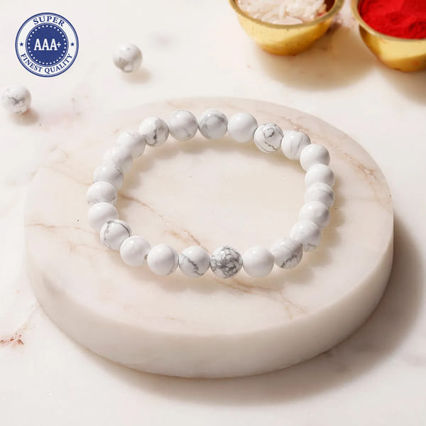 Howlite Stress Relief Gemstone Crystal Bracelet Rakhi