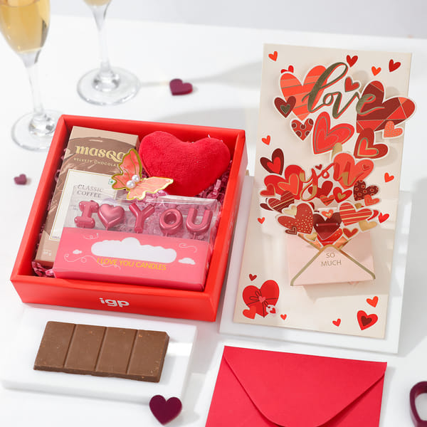 I LOVE U Candle Topper with Chocolate & Card