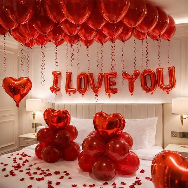 I LOVE YOU Balloon Room Setup